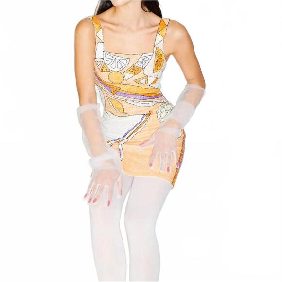 NEW OCEANUS SWIMWEAR palm beach hand-beaded mini dress in orange -  coffeafoods.com